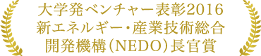 大学発ベンチャー表彰2016新エネルギー・産業技術総合開発機構(NEDO)長官賞