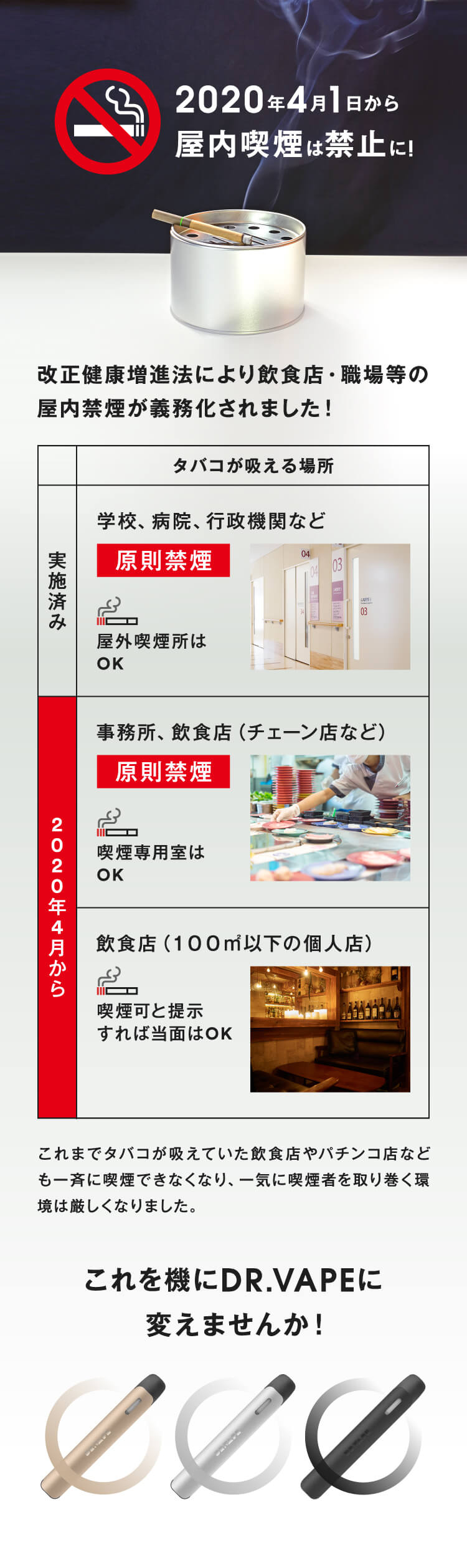 2020年4月1日から屋内喫煙は禁止に！