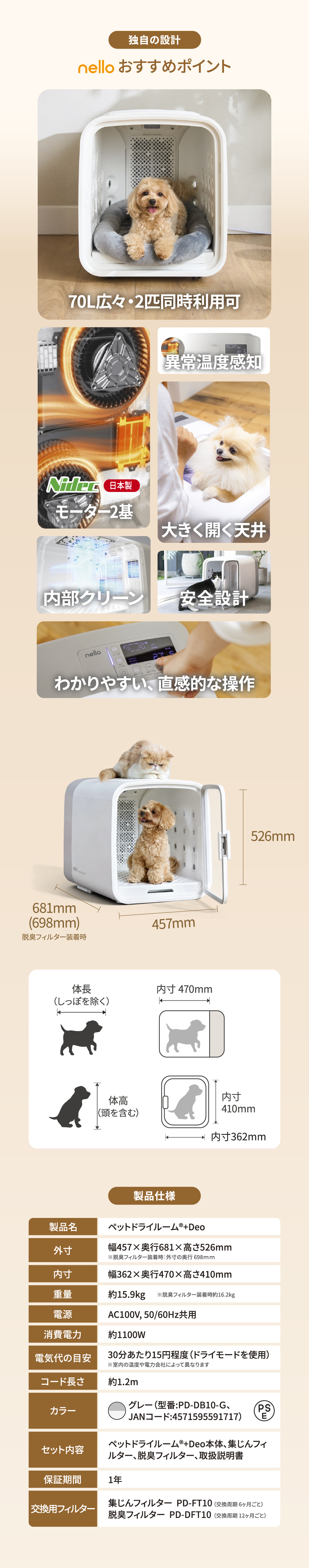 リファービッシュ品】 nello ペットドライルーム＋Deo 獣医師共同開発