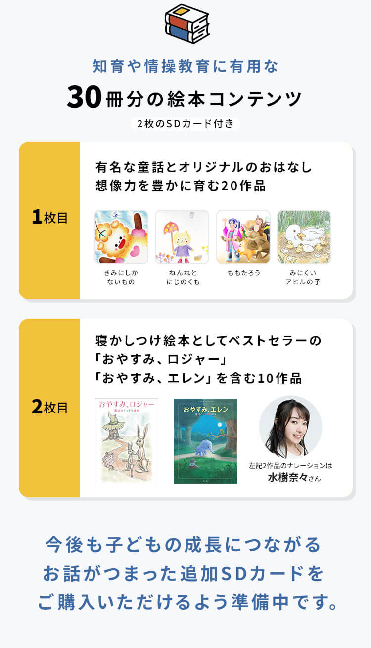 知育や情操教育に有用な30冊分の絵本コンテンツ