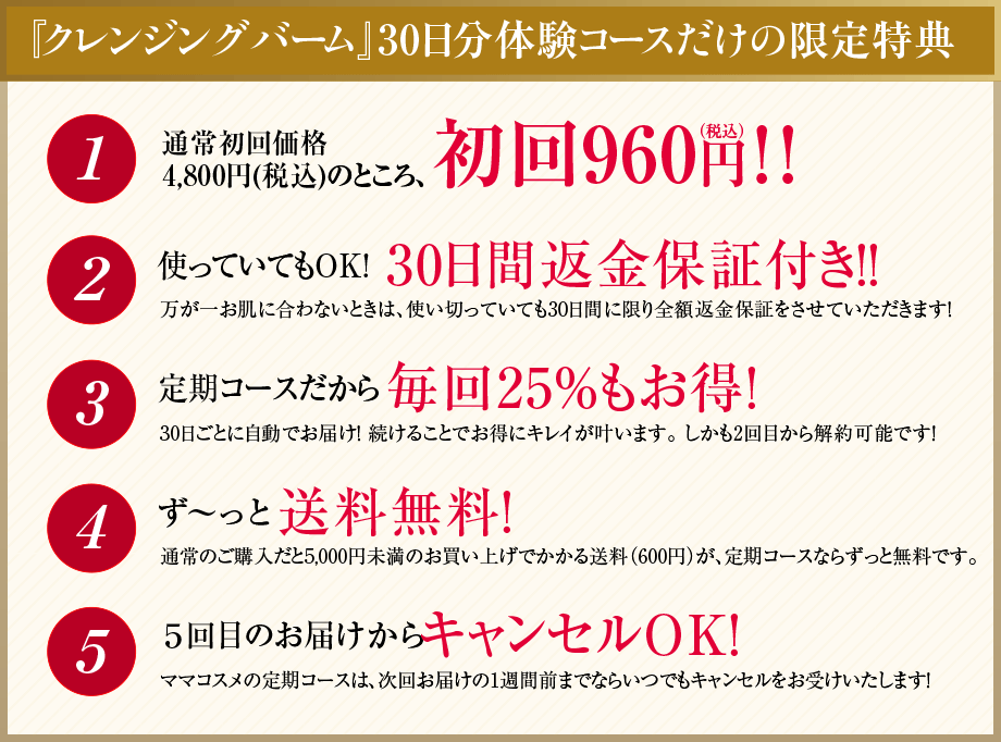 30日体験コースだけの限定特典