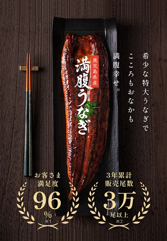 鹿児島県産満腹うなぎ 希少な特大うなぎでこころもおなかも満腹幸せ。