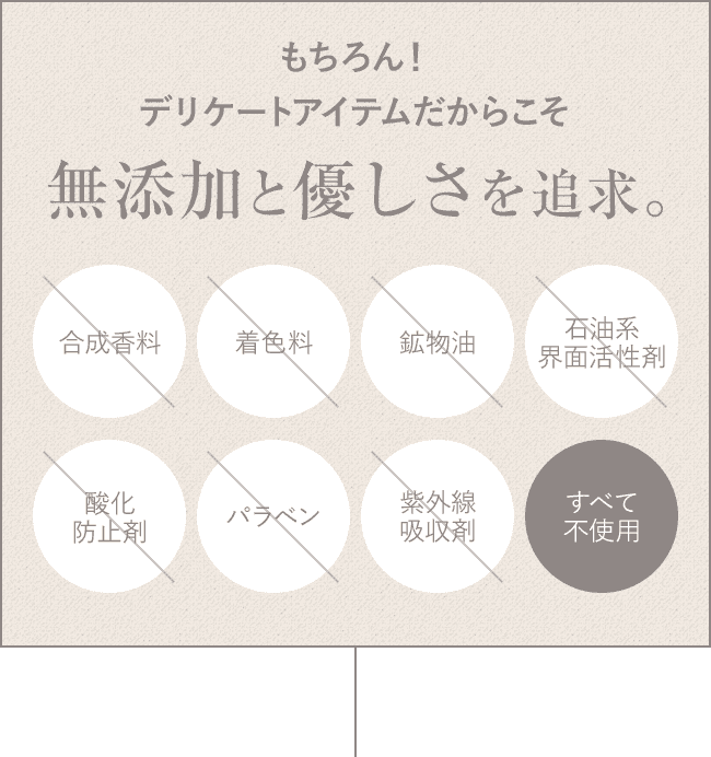 もちろん! デリケートアイテムだからこそ無添加と優しさを追求。