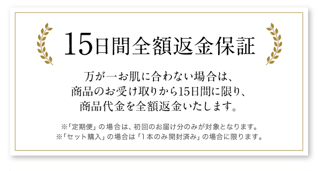 15日間返金保証