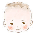 頬の肌トラブルを抱える赤ちゃんのイラスト