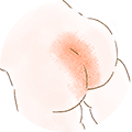 おしり・おむつまわりの肌トラブルを抱える赤ちゃんのイラスト