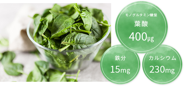 葉酸400㎍・鉄分・カルシウム