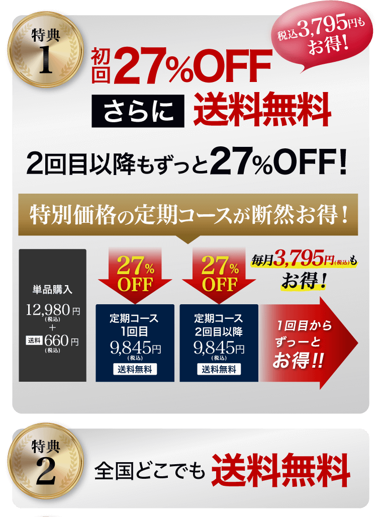 特典１初回9,845円(税込)2回目以降もずっと9,845円(税込)