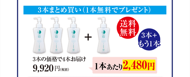 3本まとめ買い(1本無料でプレゼント)3本の価格で4本お届け9,920円(1本あたり2,480円・送料無料)