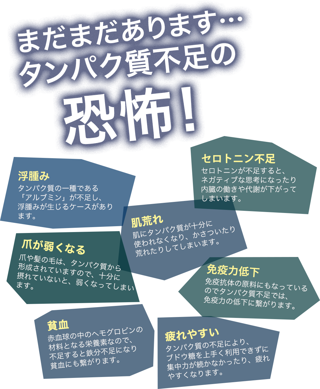 まだまだあります・・・タンパク質不足の恐怖!