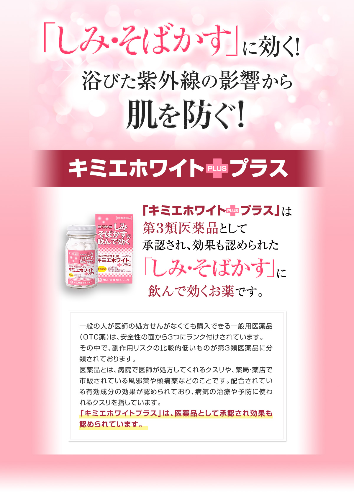 「しみ・そばかす」に効く!浴びた紫外線の影響から肌を防ぐ!